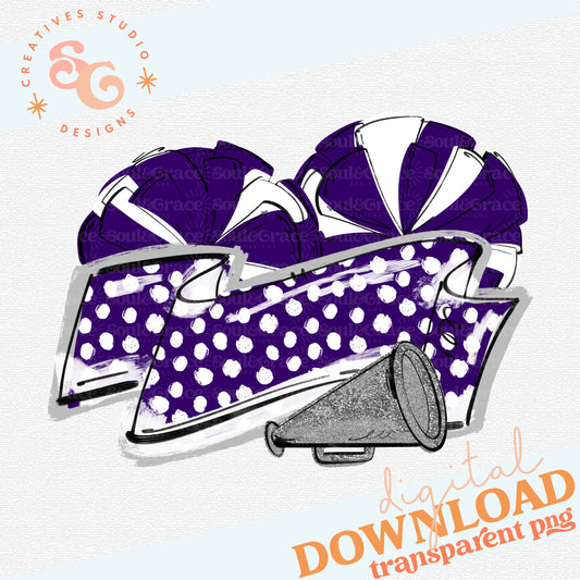 MUMS THE WORD CHEER BANNER PURPLE SILVER