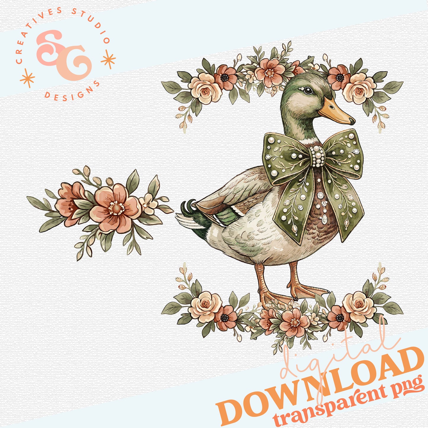 MALLARD WITH FLOWERS