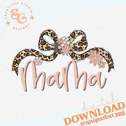 LEOPARD BOW WITH FLOWERS MAMA