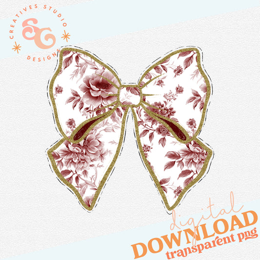 Maroon Toile Coquette Bow