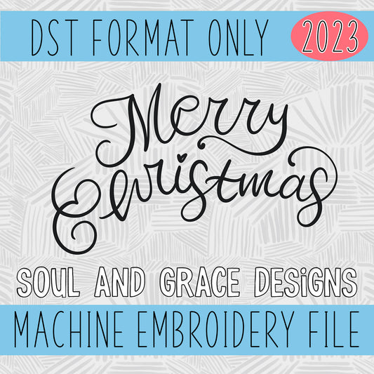 Handwritten Merry Christmas Machine Embroidery Design [DST]