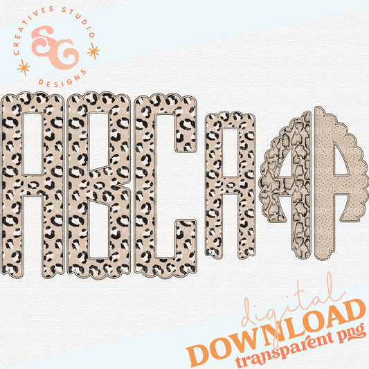 Modern Animal Print Scallop Monogram