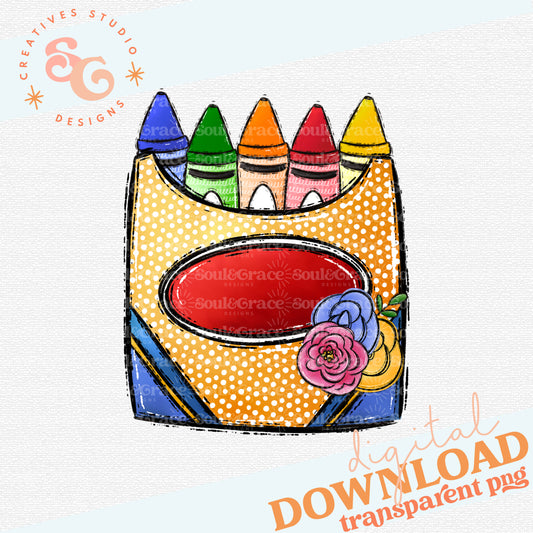 Crayon Box with Flowers [Print & Cut Sticker]