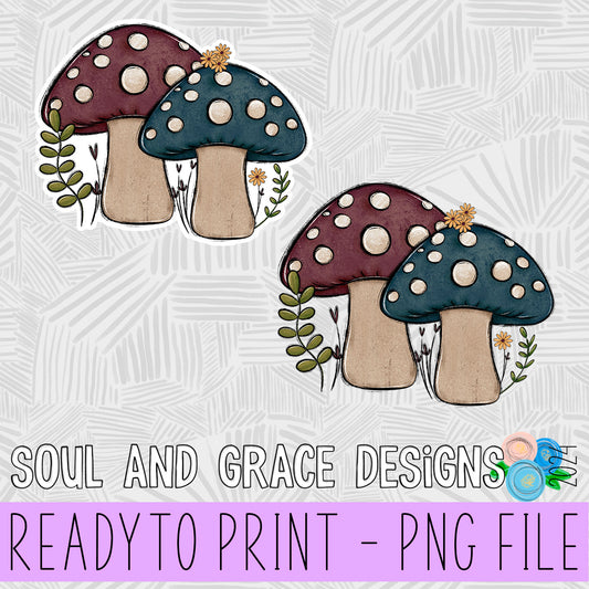 Mushroom Duo PNG Design/Sticker Design