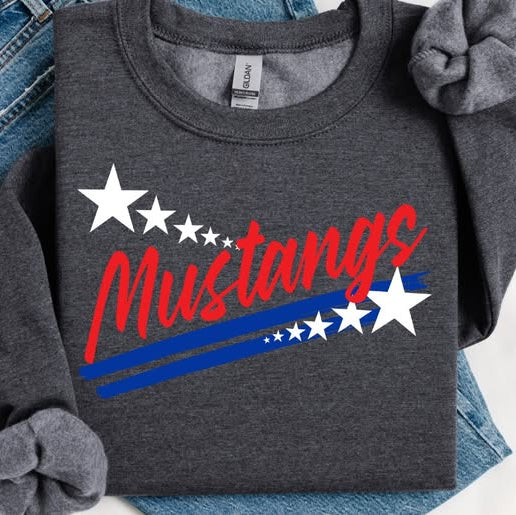 Mustangs Spirit Stars Mascot Heather Gray Crew