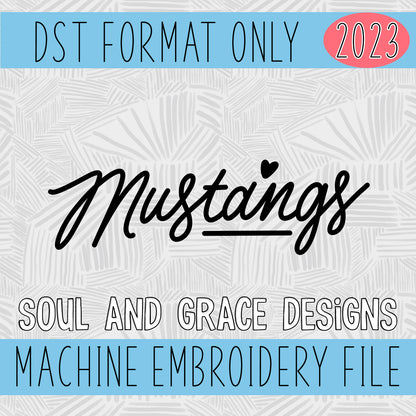 Handwritten Mustangs Machine Embroidery Design [DST]