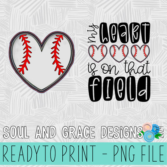 My Heart is On That Field Baseball - Faux Patch