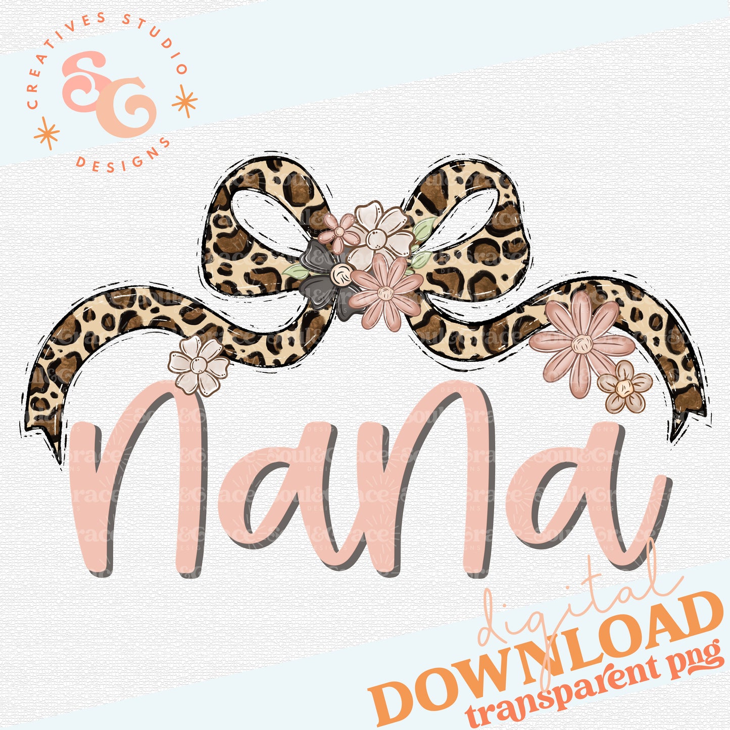 NANA LEOPARD BOW WITH FLOWERS