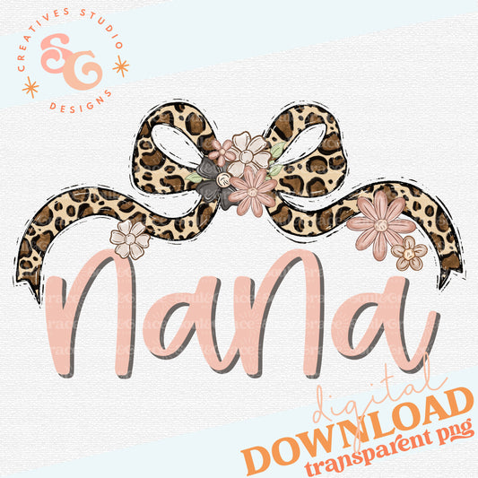 NANA LEOPARD BOW WITH FLOWERS