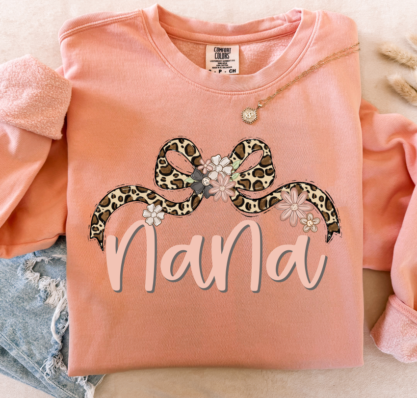 NANA LEOPARD BOW WITH FLOWERS