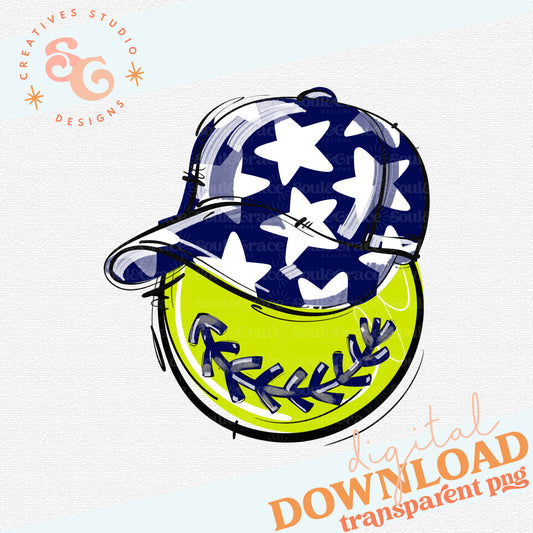 NAVY PLAY BALL HAPPY FACE SOFTBALL