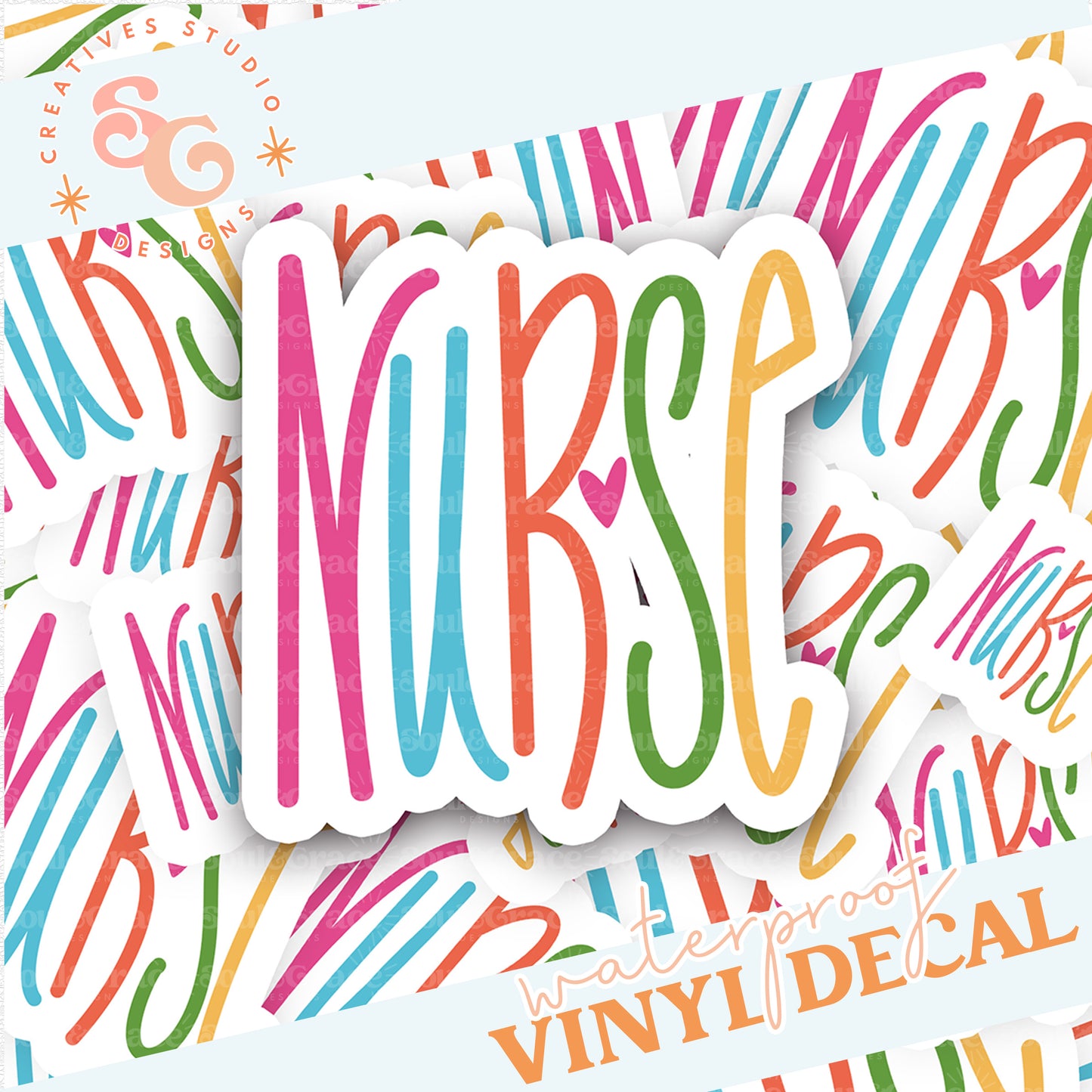 NURSE BRIGHT LETTERING STICKER VINYL DECAL