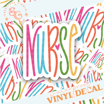 NURSE BRIGHT LETTERING STICKER VINYL DECAL