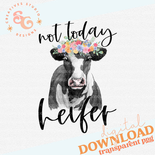 Not Today Heifer watercolor cow