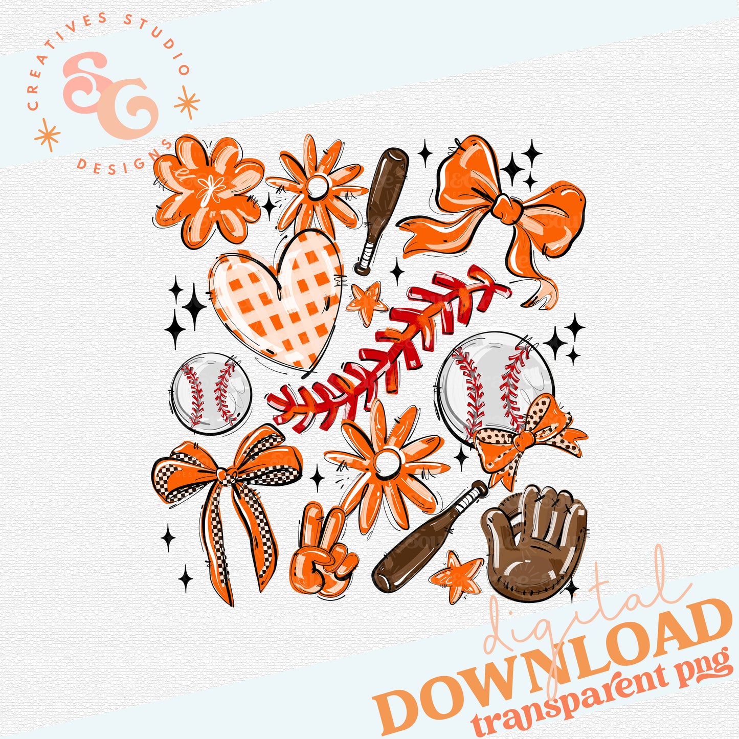 ORANGE PLAY BALL COLLAGE BASEBALL