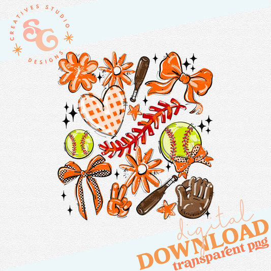 ORANGE PLAY BALL COLLAGE SOFTBALL