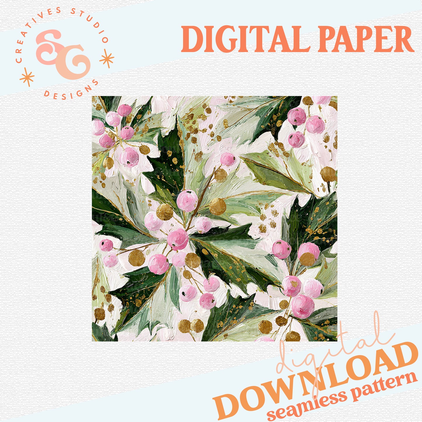 PAINTED HOLLY DIGITAL PAPER [NOT SEAMLESS]