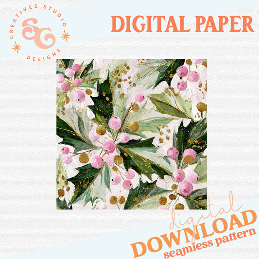 PAINTED HOLLY DIGITAL PAPER [NOT SEAMLESS]