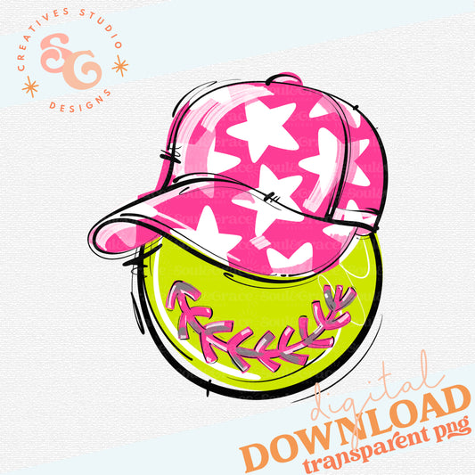 PINK PLAY BALL HAPPY FACE SOFTBALL