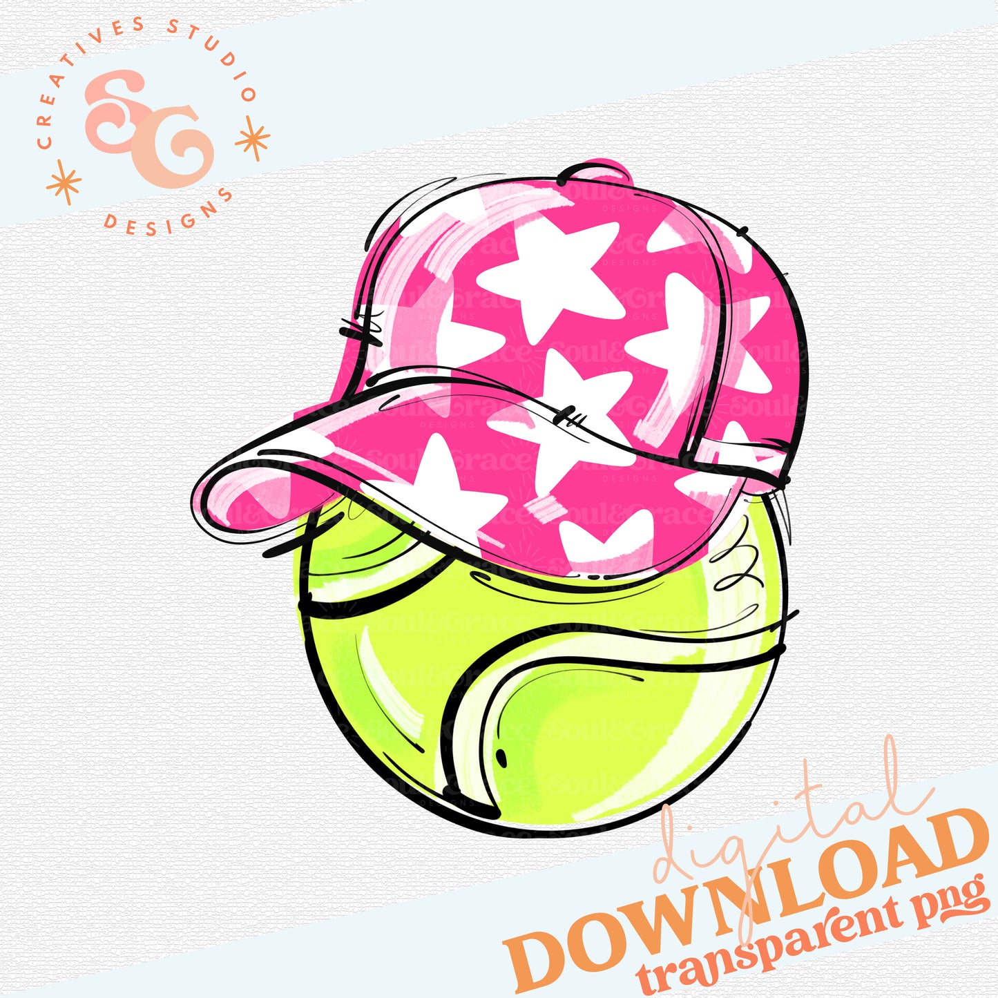 PINK PLAY BALL HAPPY FACE TENNIS