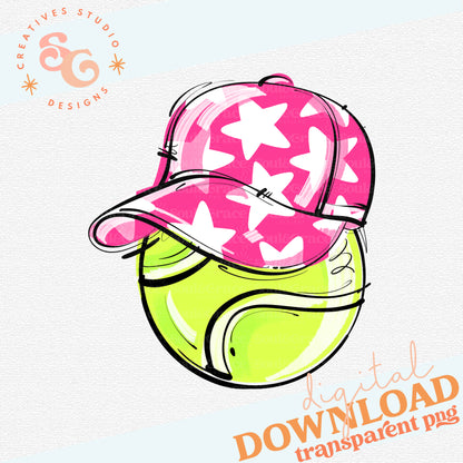 PINK PLAY BALL HAPPY FACE TENNIS