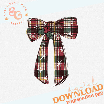 PLAID BOW WITH HOLLY