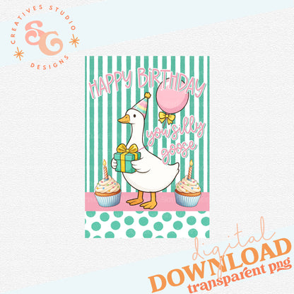 PORCH GOOSE GARDEN FLAG HAPPY BIRTHDAY