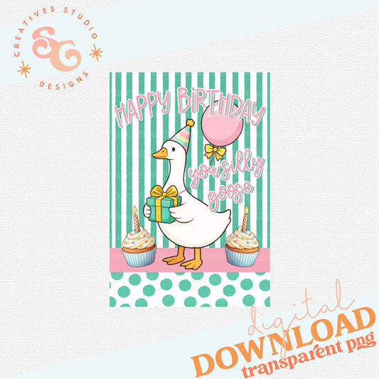 PORCH GOOSE GARDEN FLAG HAPPY BIRTHDAY