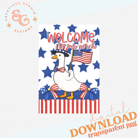 PORCH GOOSE GARDEN FLAG PATRIOTIC