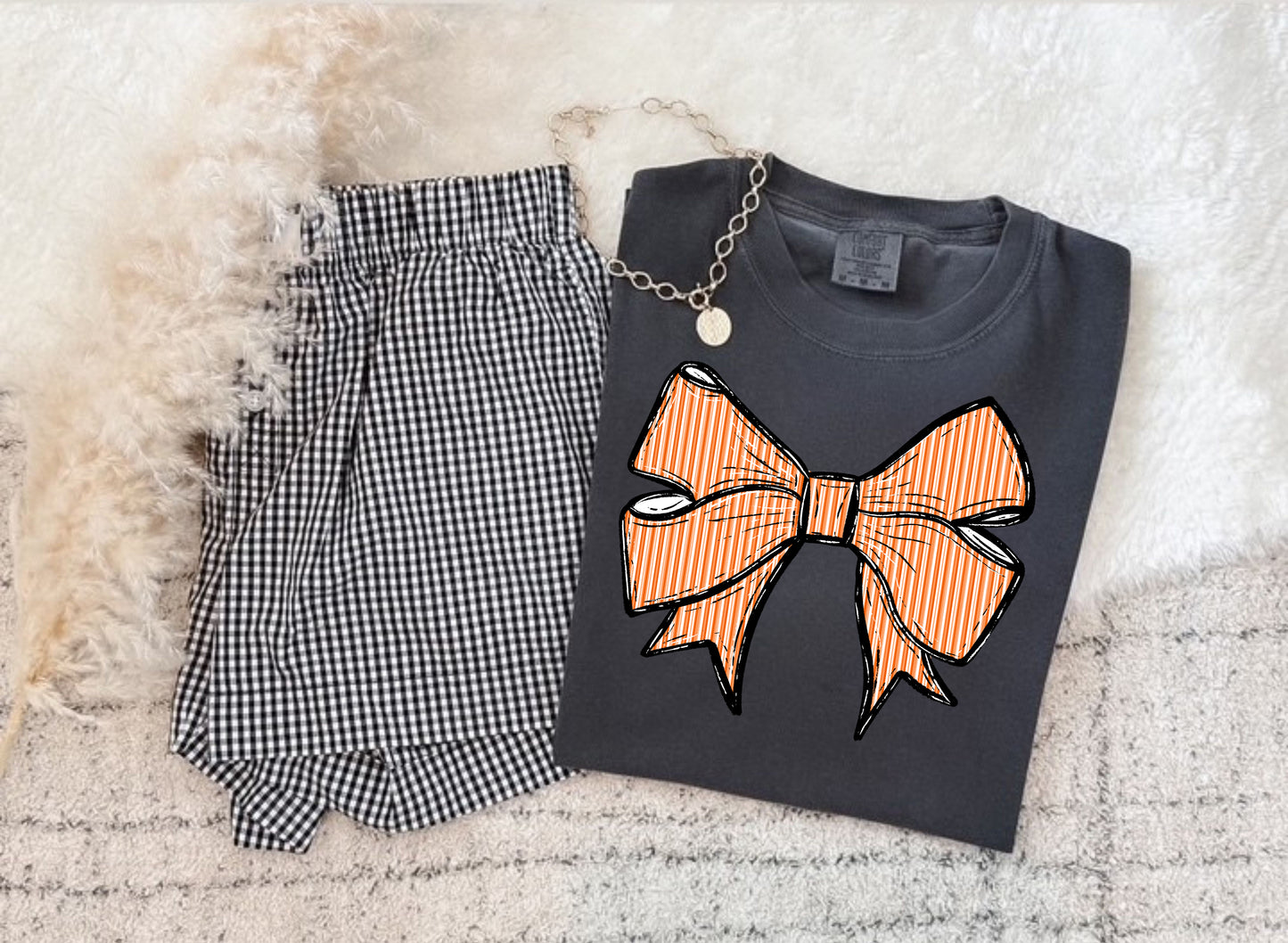 PREPSTER SEERSUCKER BOWS ORANGE
