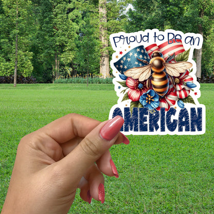 PROUD TO BEE AN AMERICAN STICKER VINYL DECAL