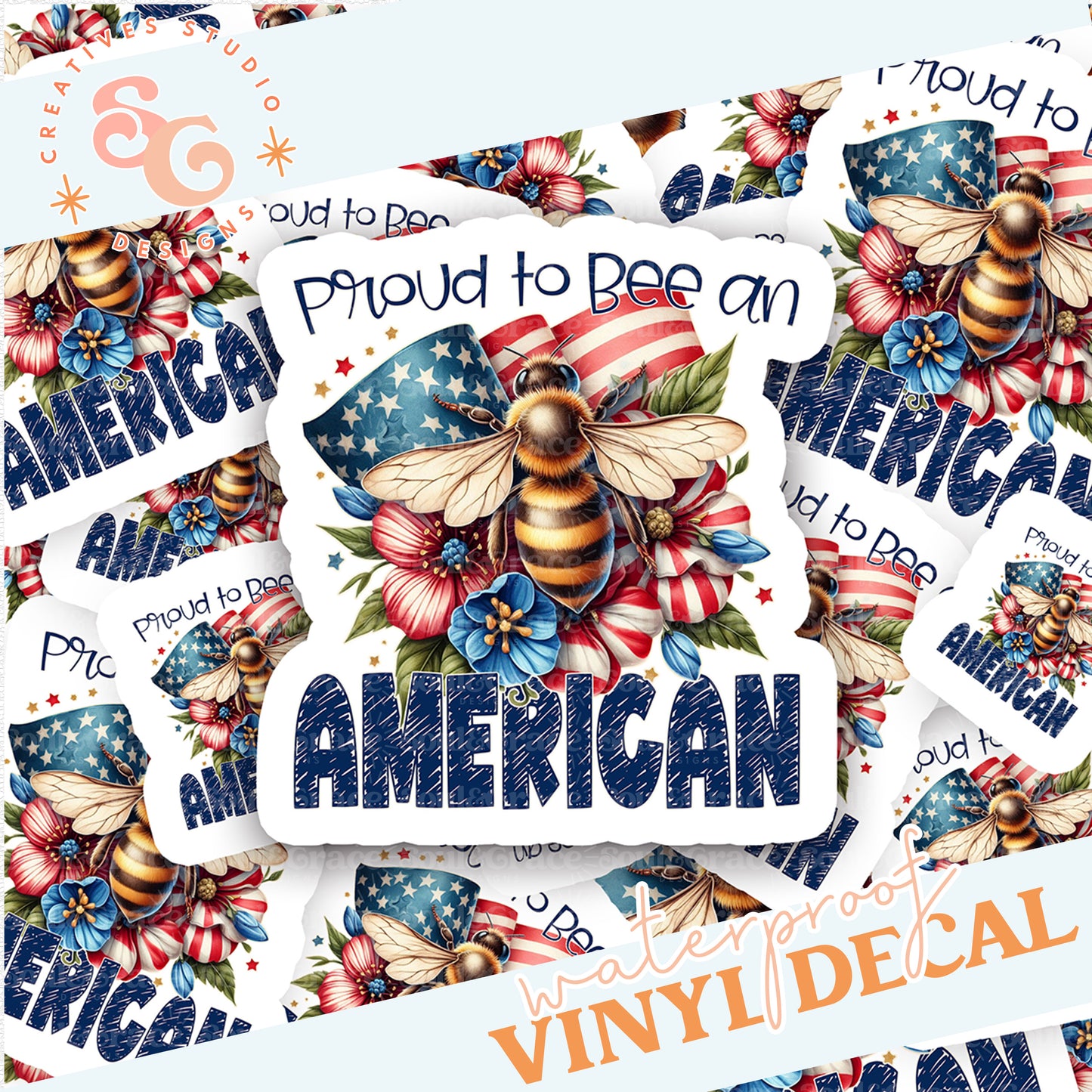 PROUD TO BE BEE AN AMERICAN STICKER VINYL DECAL