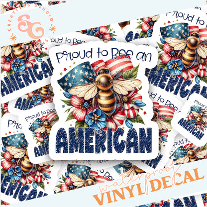 PROUD TO BE BEE AN AMERICAN STICKER VINYL DECAL