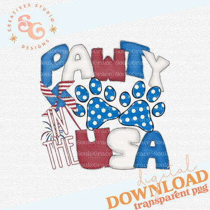 Pawty in the USA - Dog Paw Print