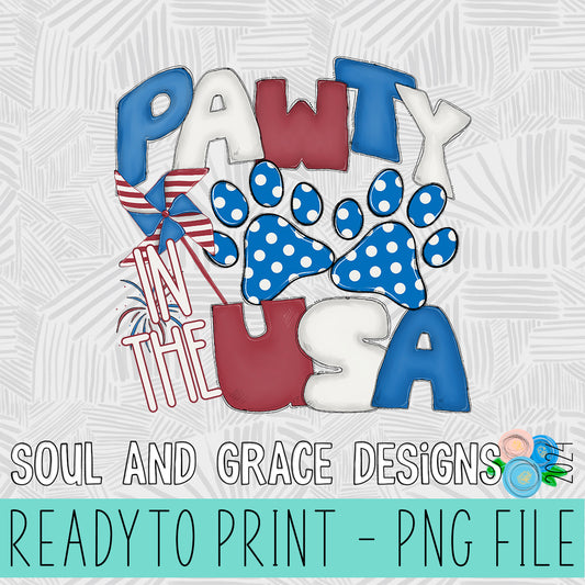 Pawty in the USA - Dog Paw Print