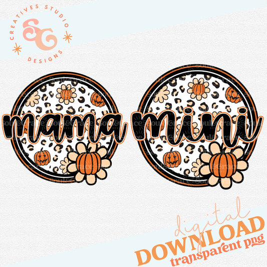 Pumpkin Name Circle Mama and Mini