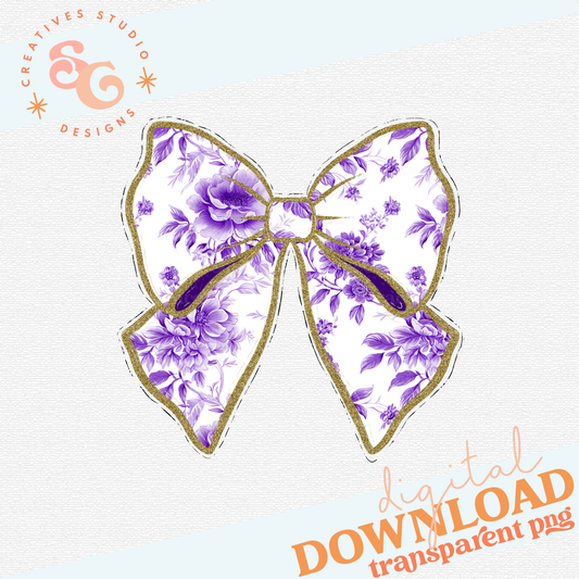 Purple Toile Coquette Bow