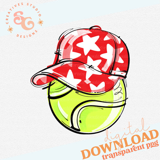 RED PLAY BALL HAPPY FACE TENNIS