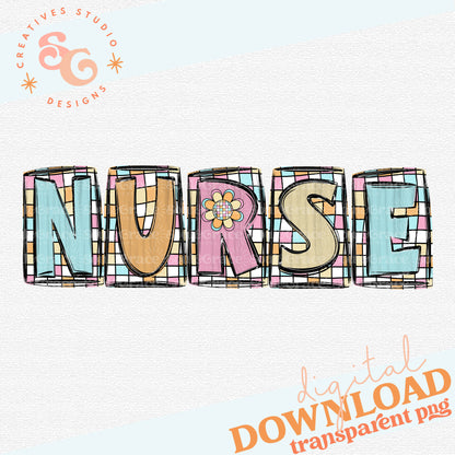 RETRO NURSE WORD ART