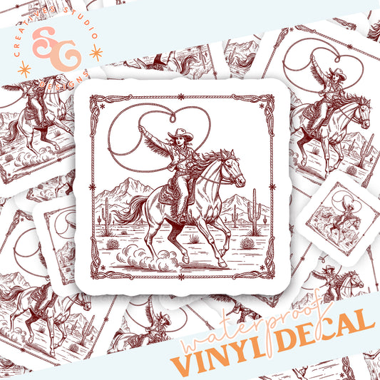 RUSTIC COWGIRL HEART ROPE STICKER VINYL DECAL