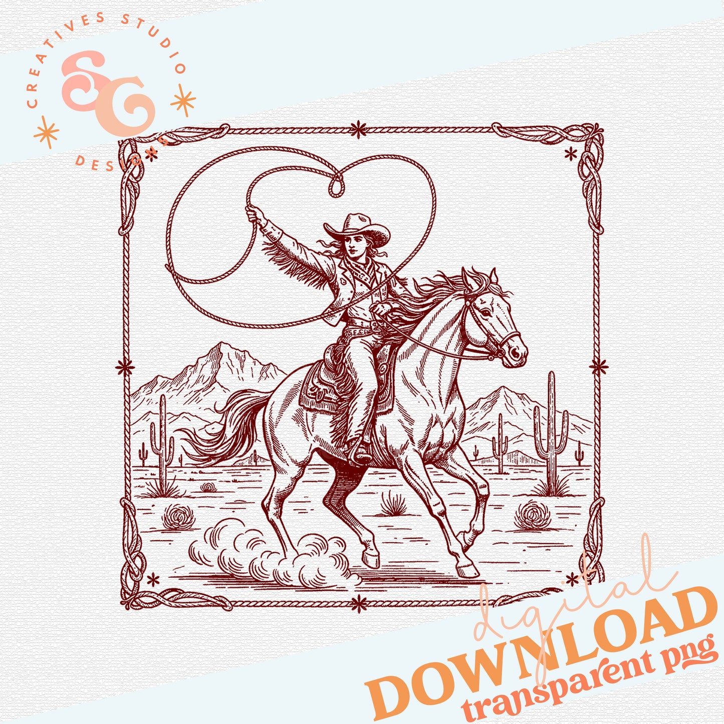 RUSTIC COWGIRL HEART ROPE