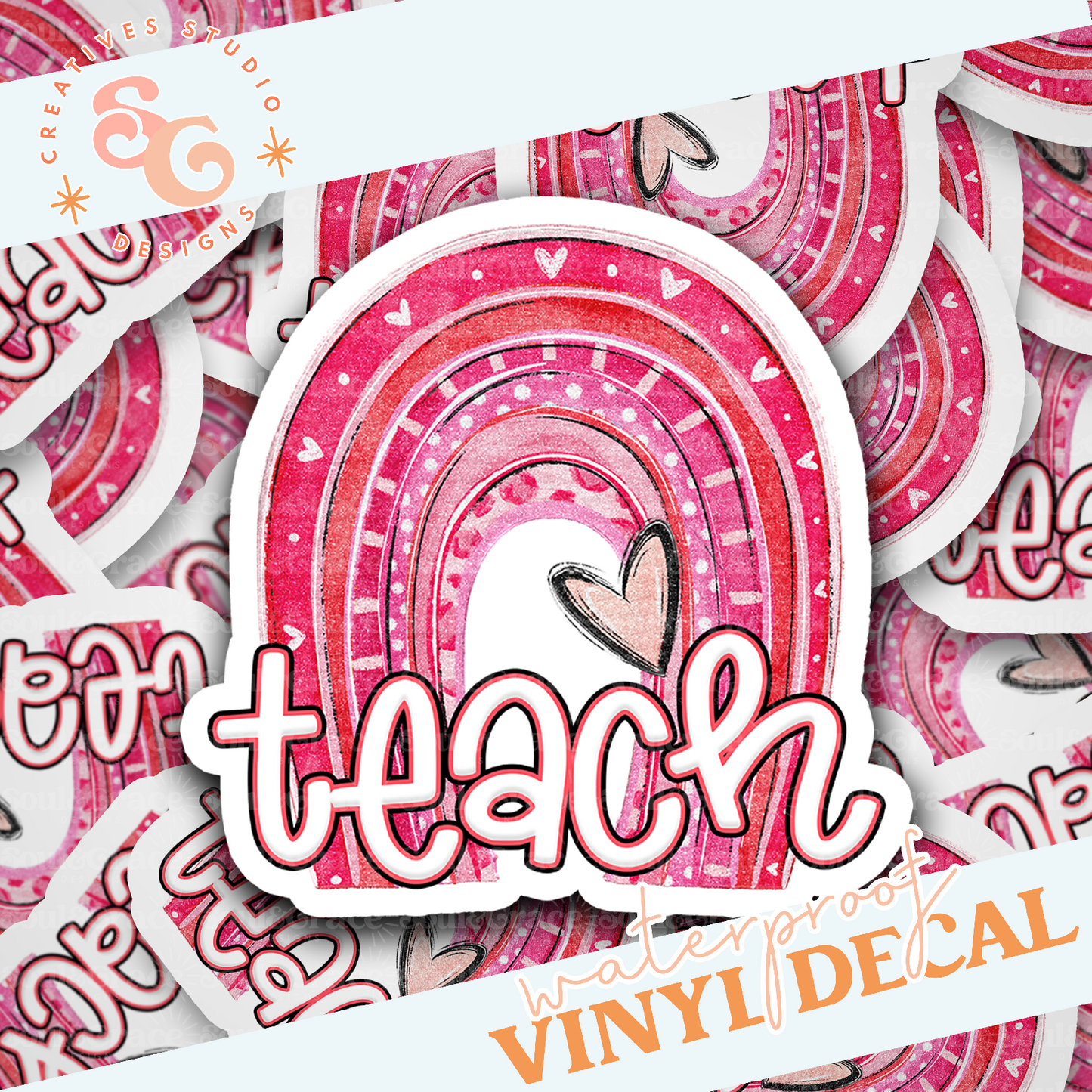 Rainbow Teach Vinyl Decal