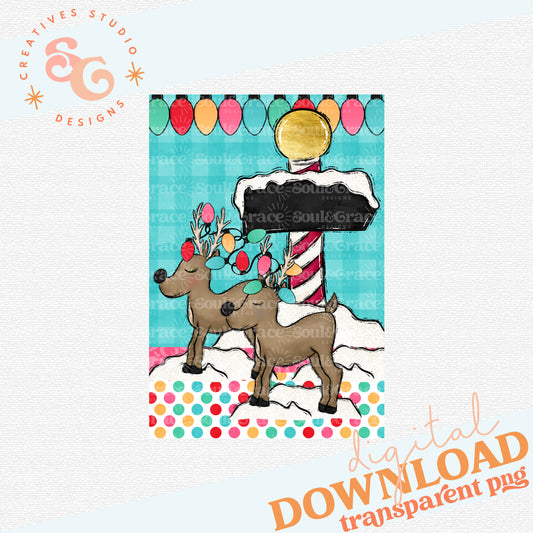 Reindeer Crossing Garden Flag