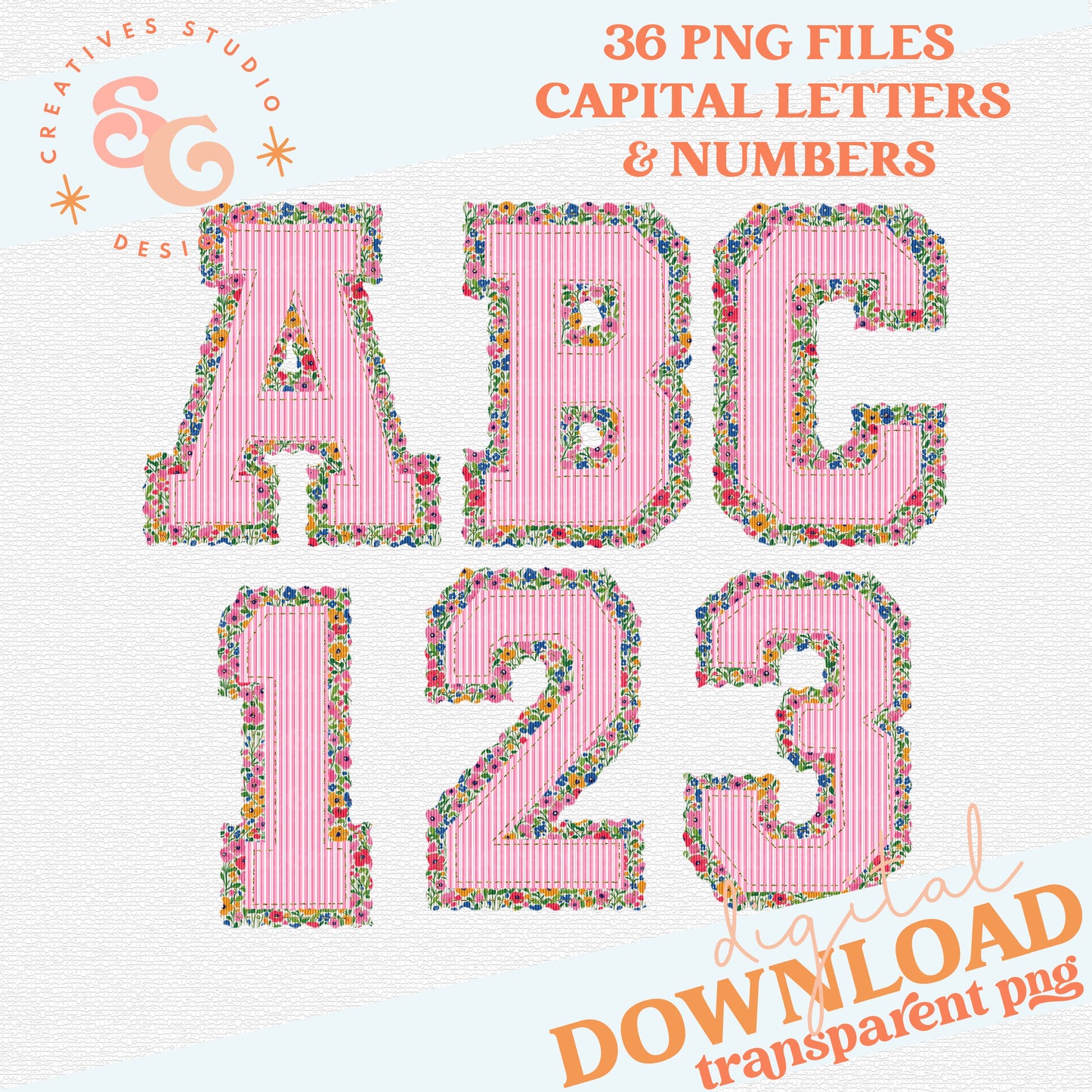 PREPSTER SEERSUCKER & FLORAL ALPHABET [NUMBERS INCLUDED]