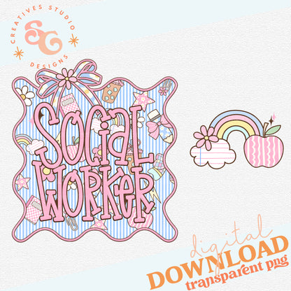 SEERSUCKER GRADE FRAME SOCIAL WORKER - POCKET PNG INCLUDED