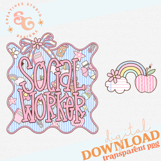 SEERSUCKER GRADE FRAME SOCIAL WORKER - POCKET PNG INCLUDED
