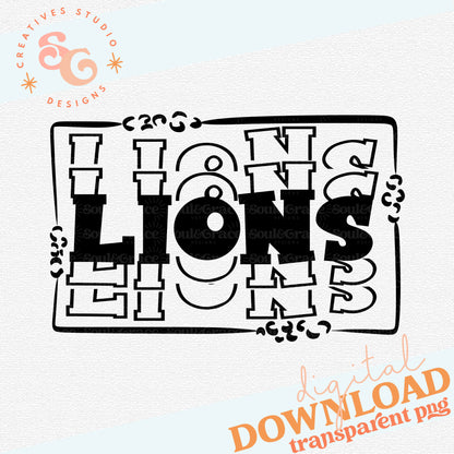 STACKED MASCOTS Lions