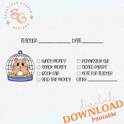 School Envelope Printable - HAMSTER