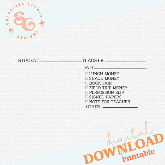 School Envelope Printable - Blank Add Your Mascot or Monogram