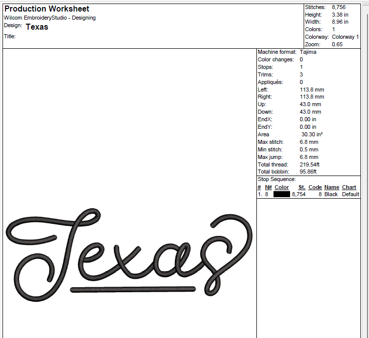 Handwritten Texas Machine Embroidery Design [DST]